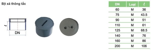 cấu tạo bịt xả thông tắc kiểu e tiền phong