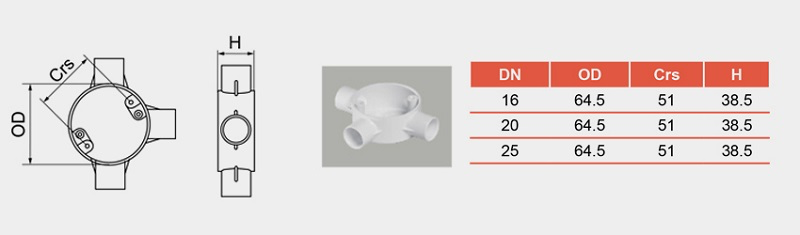 Cấu tạo hộp nối 3 đường PVC-U